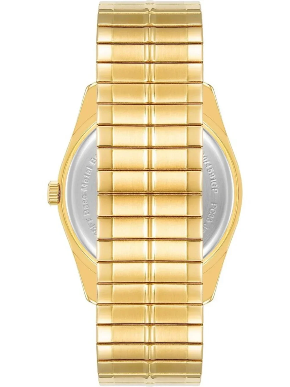 Men's Gold And Black Analog Quartz Expansion Band Day-Date Function Round Watch